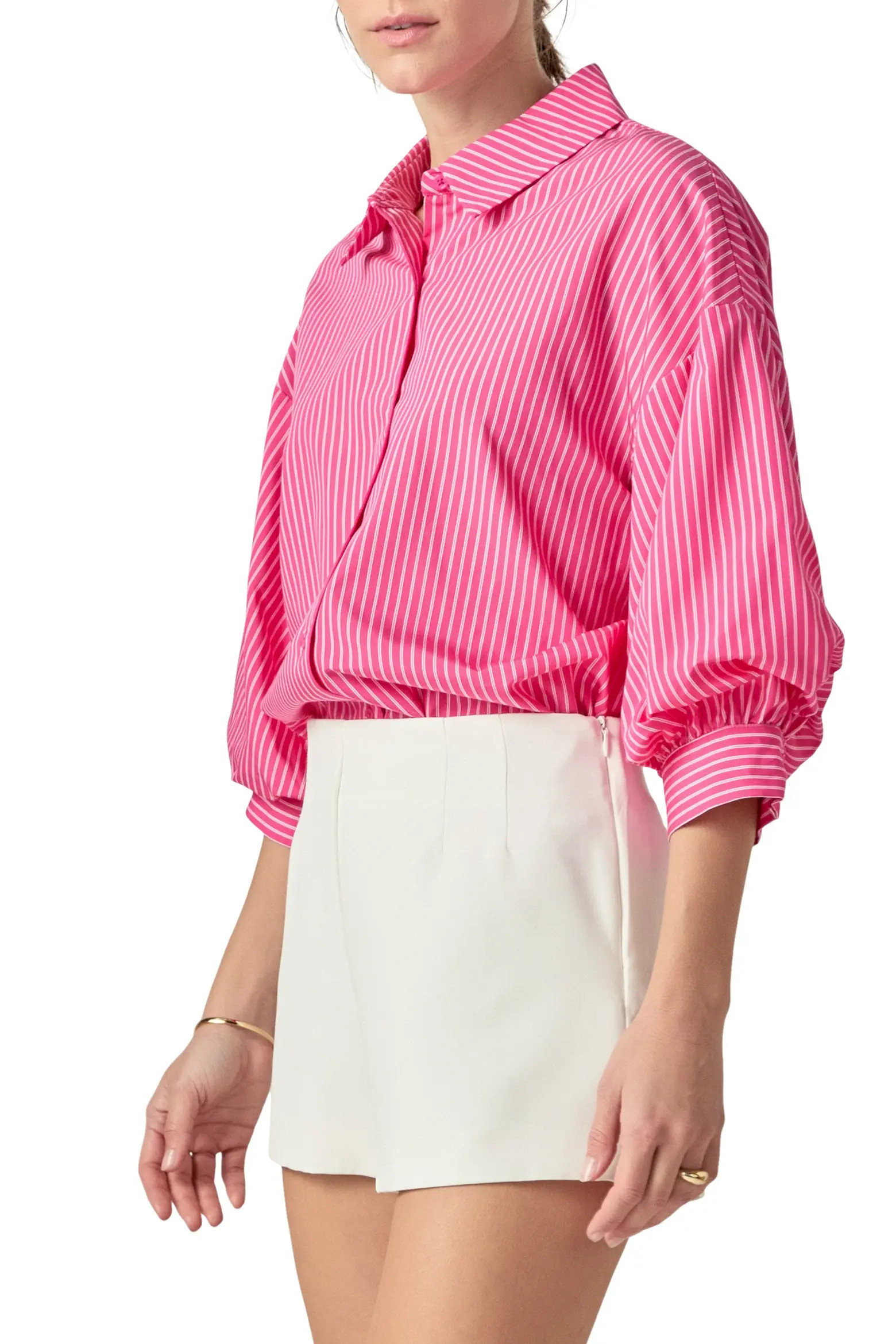 English Factory Stripe Balloon Sleeve Shirt (Women) | Nordstrom | Nordstrom
