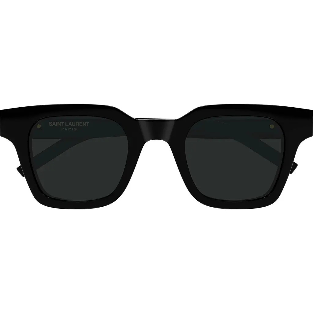 Saint Laurent 47mm Small Rectangular Sunglasses in Black at Nordstrom | Nordstrom