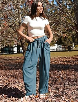 TARSE Women Linen Baggy Harem Pants Summer Drawstring Casual Lounge Pant 2026 Beach Travel Vacati... | Amazon (US)