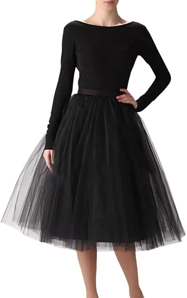WDPL Women's A Line Short Knee Length Tutu Tulle Prom Party Skirt | Amazon (US)
