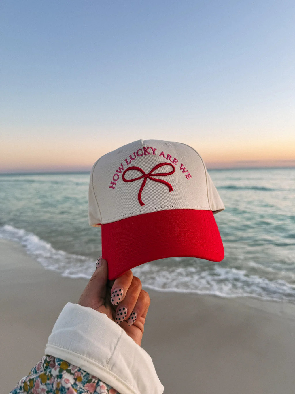 ETTA OG | how lucky are we bow trucker hat - red / pink | Etta+East