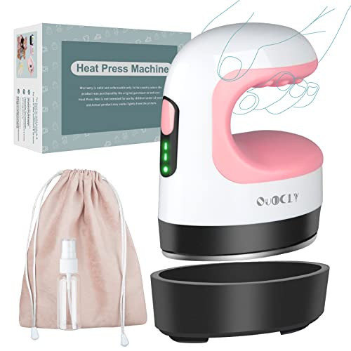 QuuCLY Mini Heat Press Machine, Mini Irons for Crafts,Portable Heat Press Easy for T-Shirts, Shoes, Hats and Small HTV Vinyl Projects Transfer(Pink) | Amazon (US)