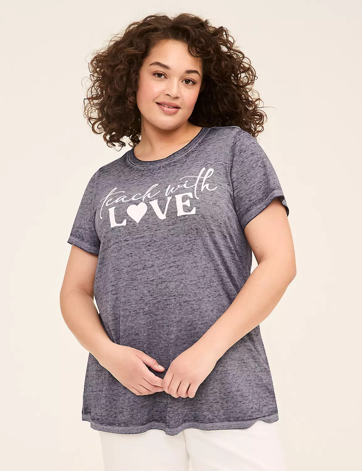Embroidered & Glitter Teach With Love Graphic Tee | LaneBryant | Lane Bryant (US)