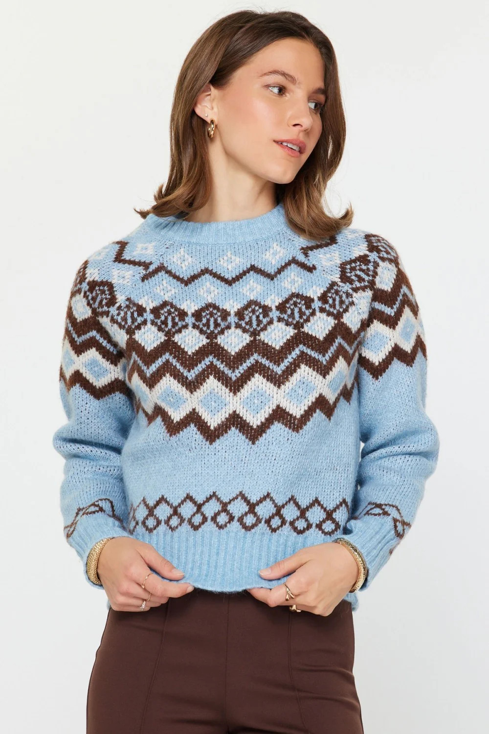 Smoke Blue Fair Isle Sweater-M Medium | Refinery