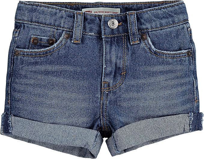 Levi's Girl's Girlfriend Fit Denim Shorty Shorts | Amazon (US)