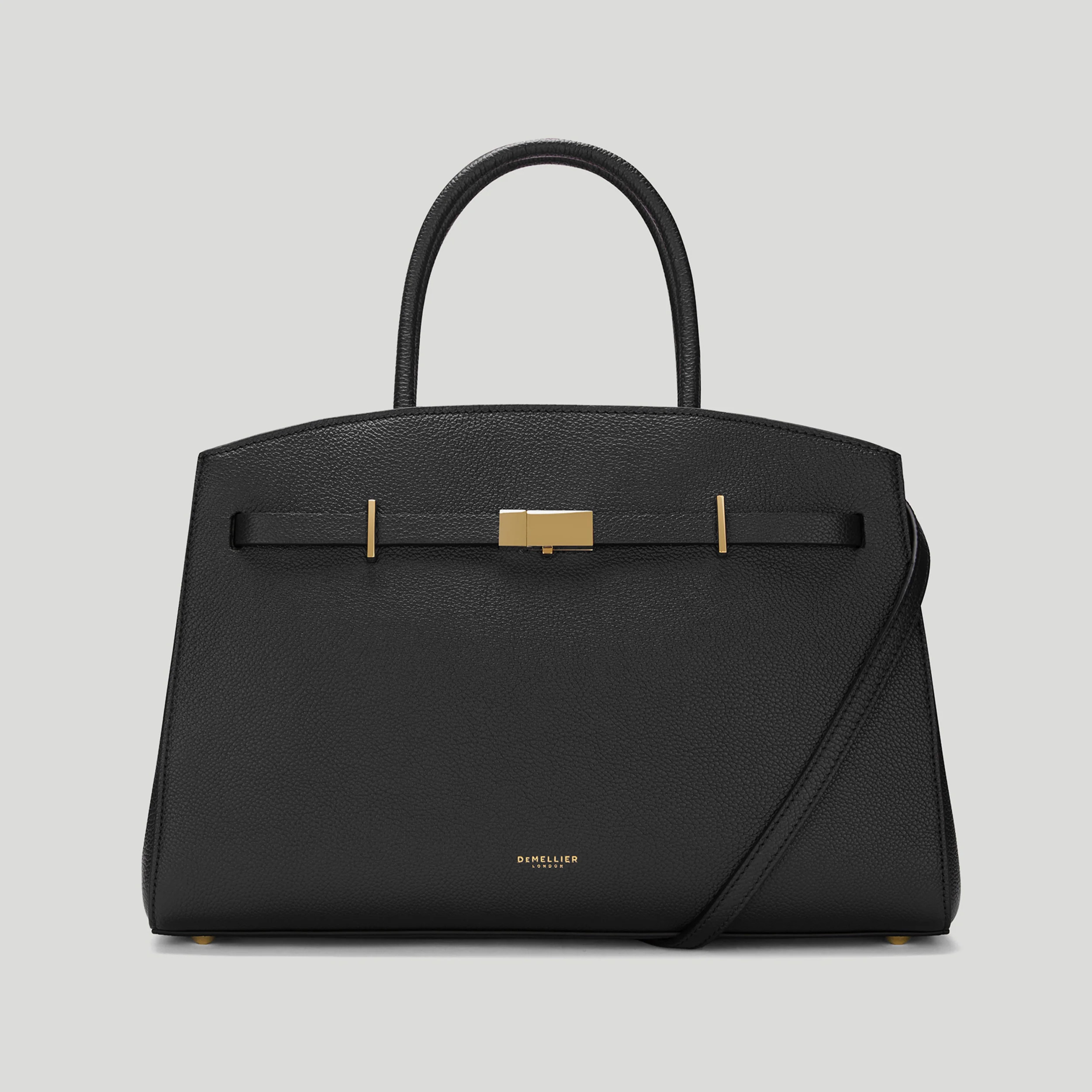 DeMellier The Midi Hudson in Black Small Grain Leather Crossbody bag | DeMellier
