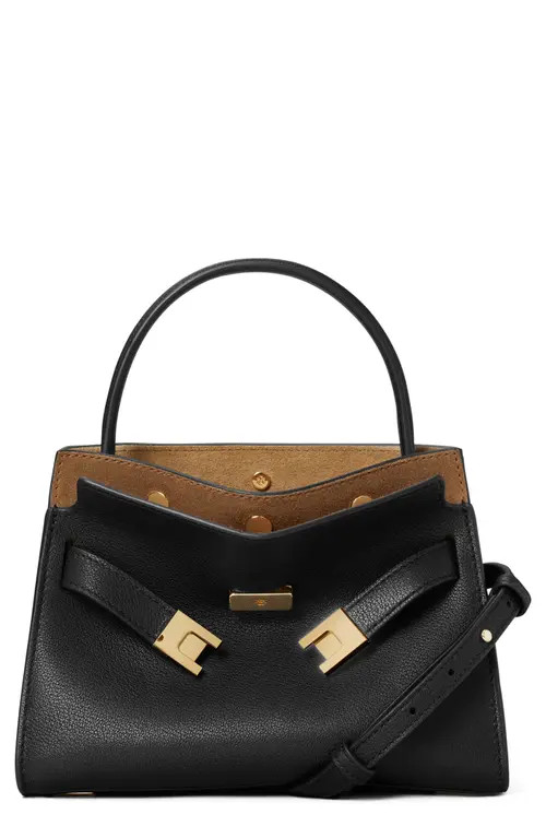 Tory Burch Petite Lee Radziwill Leather Double Bag in Black at Nordstrom | Nordstrom