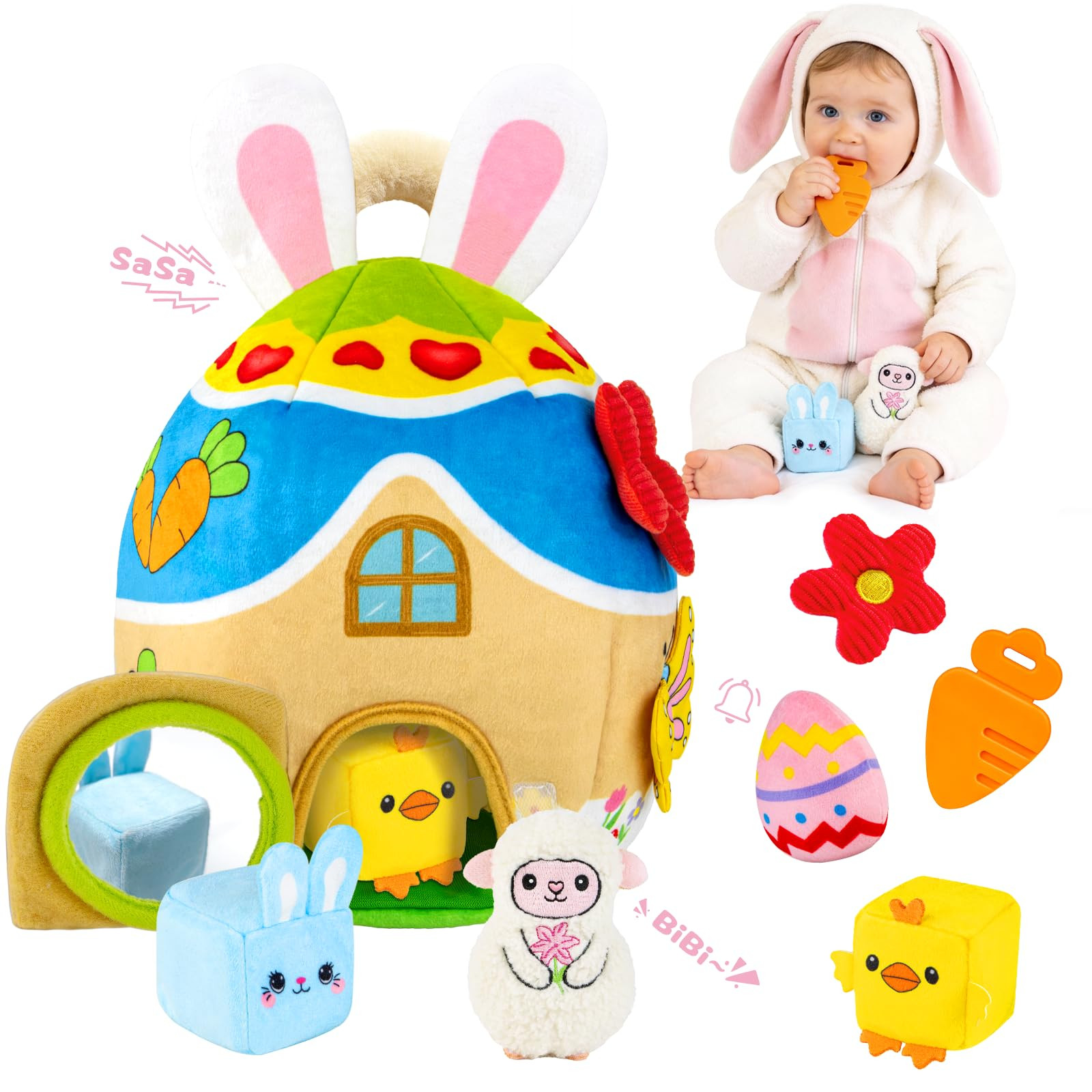 Baby Toys 6-12-18 Months - My First Plush Bunny Burrow with Stuffed Animals, Rattle, Crinkle, Tee... | Amazon (US)