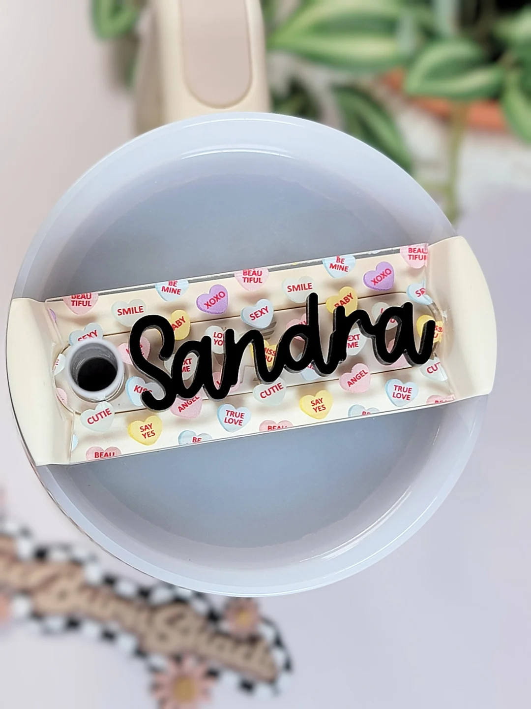 Candy Hearts Tumbler Tag, Valentine's Tumbler Tag, Tumbler Name Plate, Personalized Tumbler Toppe... | Etsy (US)