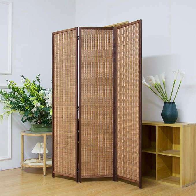 3 Panel Room Divider Screen,5.6 FT Tall Bamboo Room Divider Folding Privacy Screen,Freestanding R... | Amazon (US)