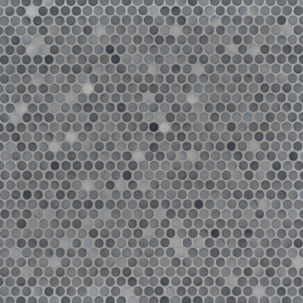 Penny Round Grigio Mix 12.2 in. x 11.3 in. x 6 mm Glossy Ceramic Mosaic Tile (14.36 sq. ft. / Cas... | The Home Depot