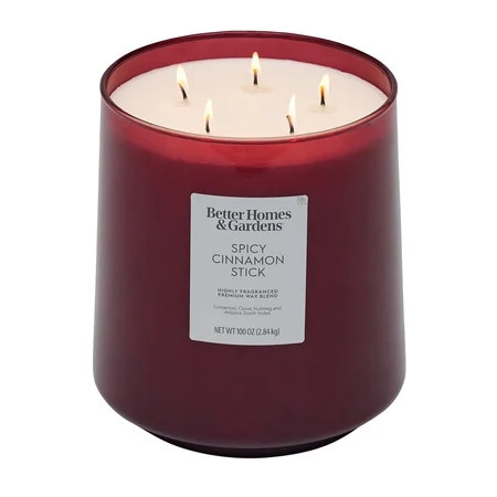 Better Homes & Gardens 5-Wick 100 oz Glass Jar Candle, Spicy Cinnamon Stick | Walmart (US)