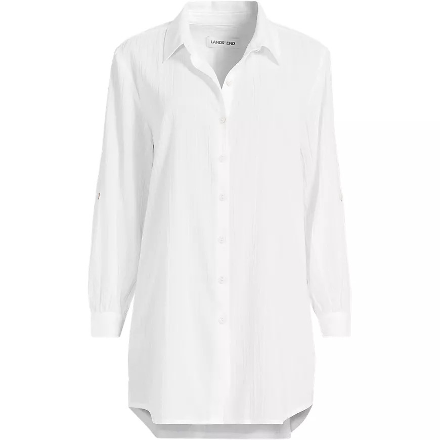 Women's New Button-Up Shirt Cover-Up Dress | Lands' End (US)