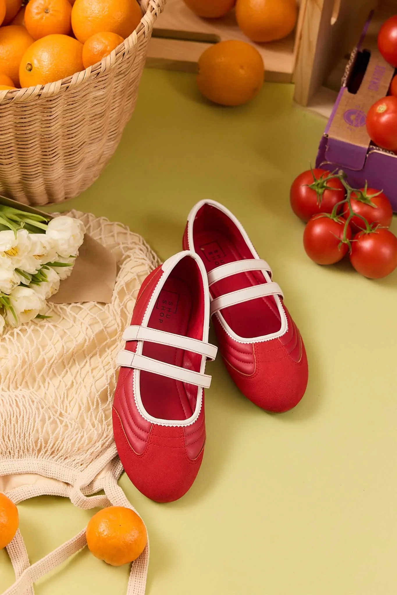 Salome Red Sneaker Flats | Avara