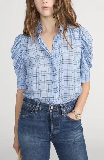Gillian Plaid Silk Button-Up Shirt | Nordstrom