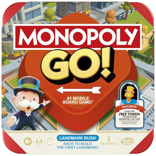 Monopoly GO! Board Game | Inspired by The Popular Mobile Board Game | Ages 8+ | 2-4 Players | 15 Mins. | Family Games | Travel Games for Kids and Adults | Amazon (US)