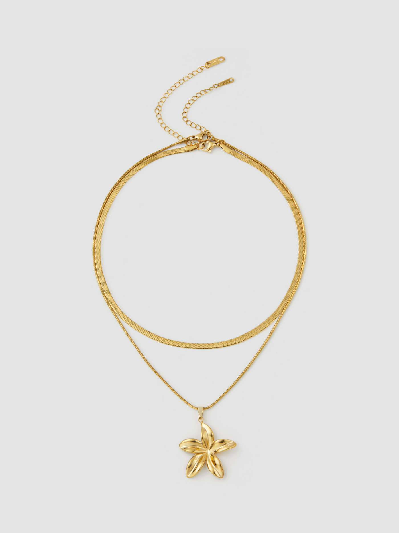 Stainless Steel DOUBEL LAYERED FLOWER PENDANT STAINLESS STEEL NECKLACE For Party/Clubbing Vacatio... | Cider