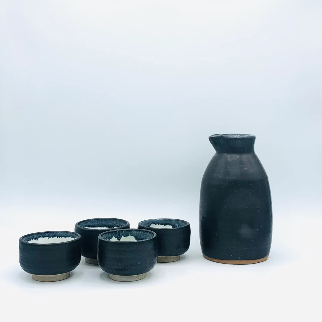 Made-to-order 5-piece Matte Black Ceramic Sake Set With Bottle & Cups by Amy Schnitzer - Etsy | Etsy (US)