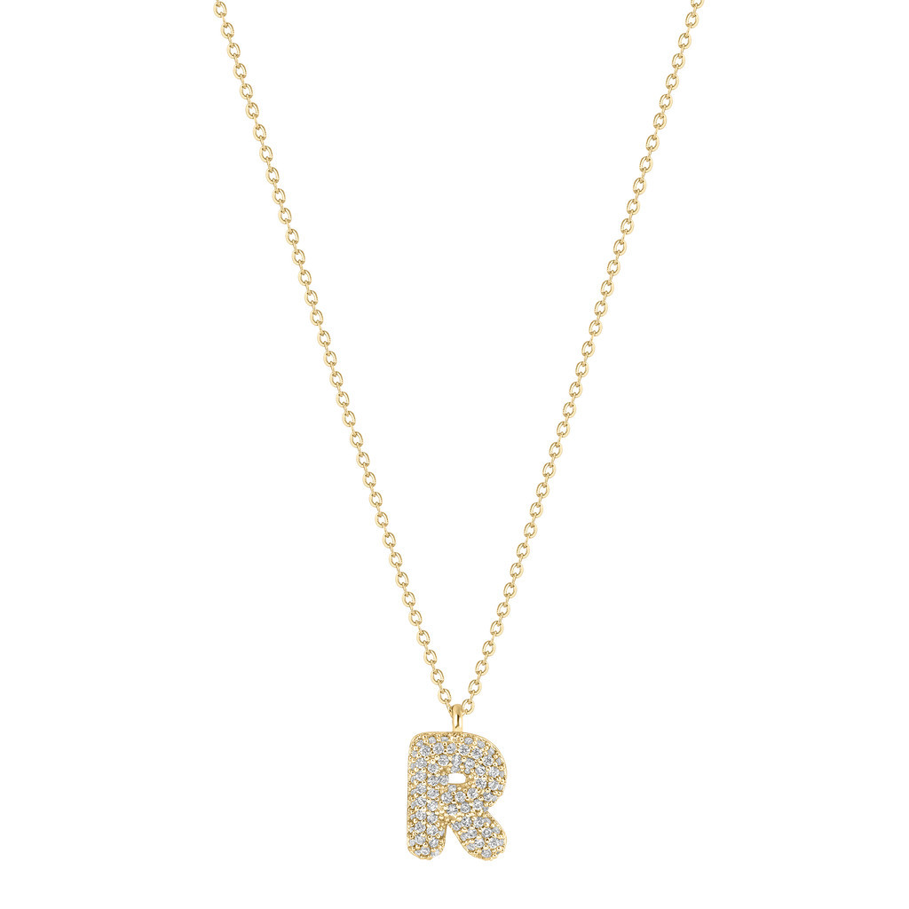 Electric Picks Bubble Letter Necklace in Gold - R at Nordstrom | Nordstrom