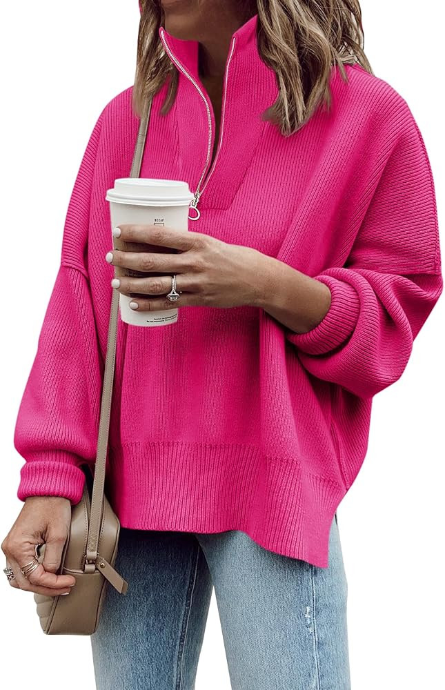 Imily Bela Womens Tunic Sweater Fall Long Sleeve 1/4 Zip Pullover Sweaters Oversized Slouchy Ribb... | Amazon (US)