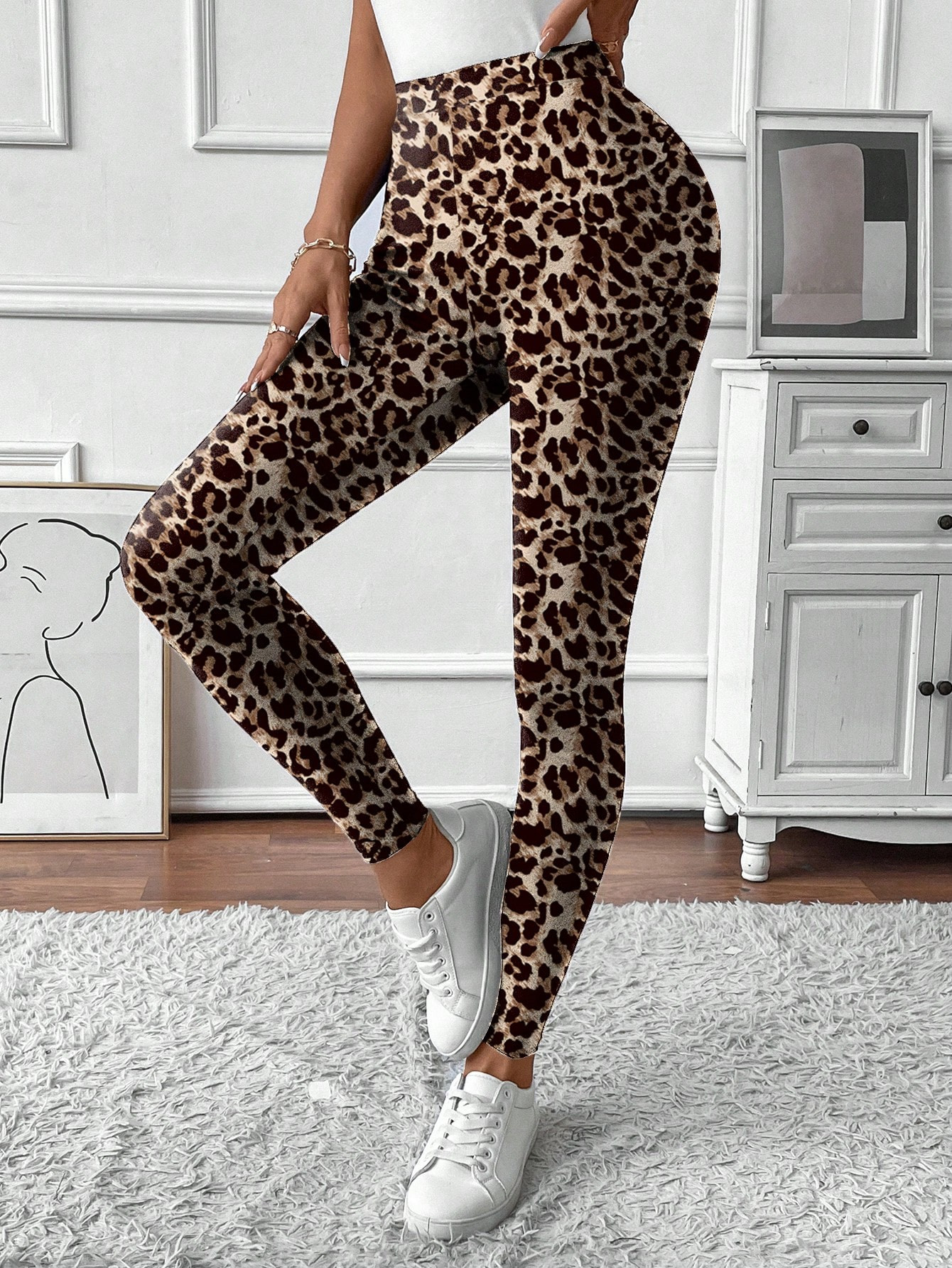 SHEIN LUNE Casual legging met luipaardprint voor dames, geschikt voor herfst/winter | SHEIN