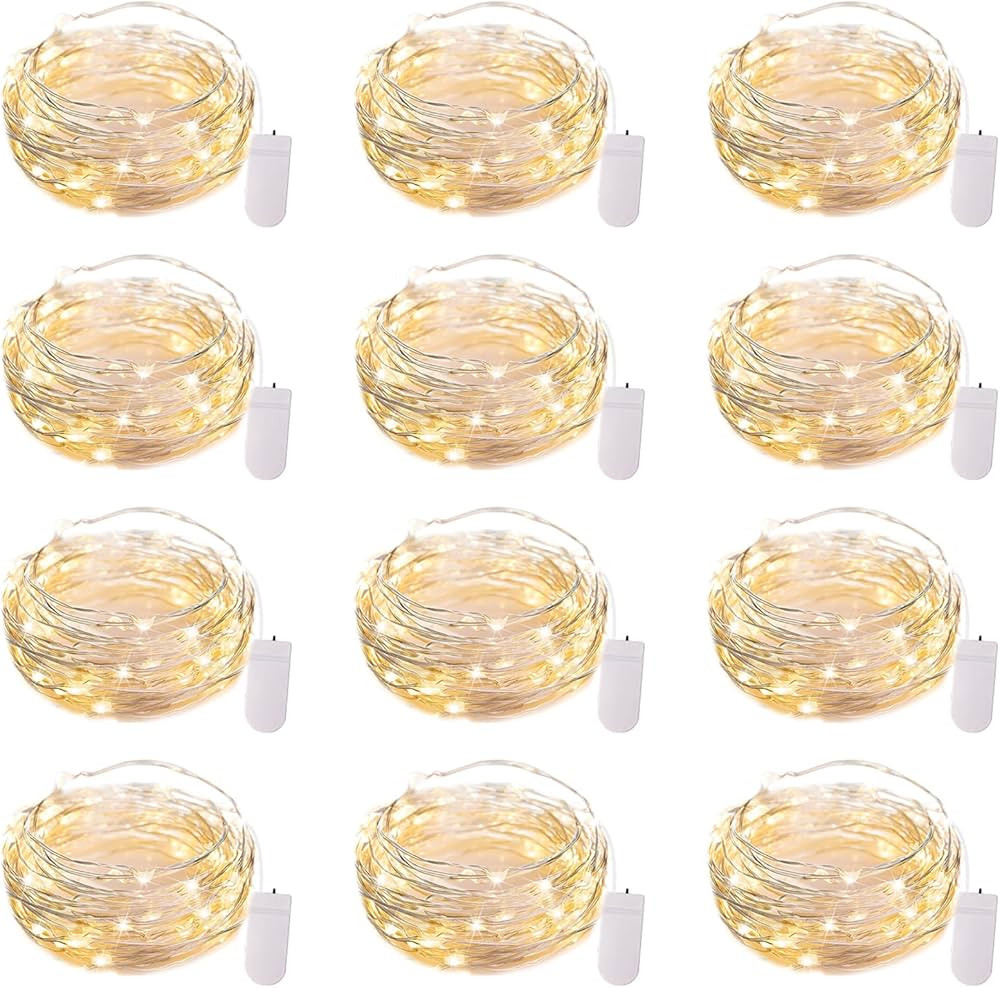 Brightown 12 Pack LED Fairy Lights Battery Operated String Lights - 7ft 20LED Waterproof Silver W... | Amazon (US)