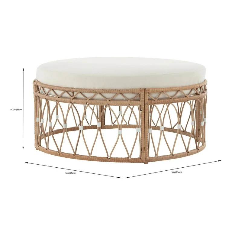 Better Homes & Gardens Lilah 2-Piece Outdoor Wicker Loveseat and Ottoman, White - Walmart.com | Walmart (US)