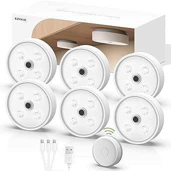 EZVALO Puck Lights with Remote Control, Rechargeable LED Battery Operated, Wireless, Group Contro... | Amazon (US)