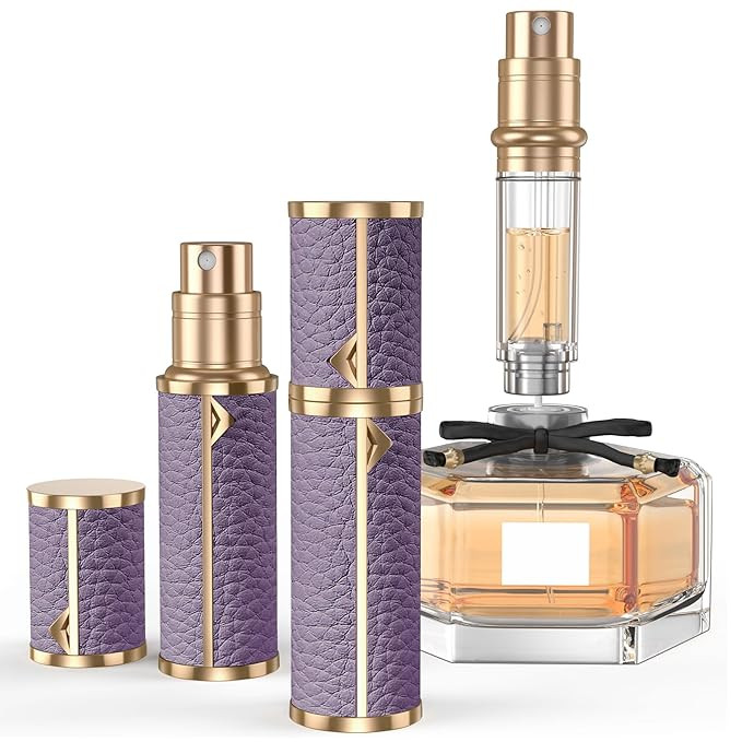 Perfume Travel Refillable Bottle,Genuine Leather Bottom-Filling Fragrances Perfume Atomizer,Mini ... | Amazon (US)