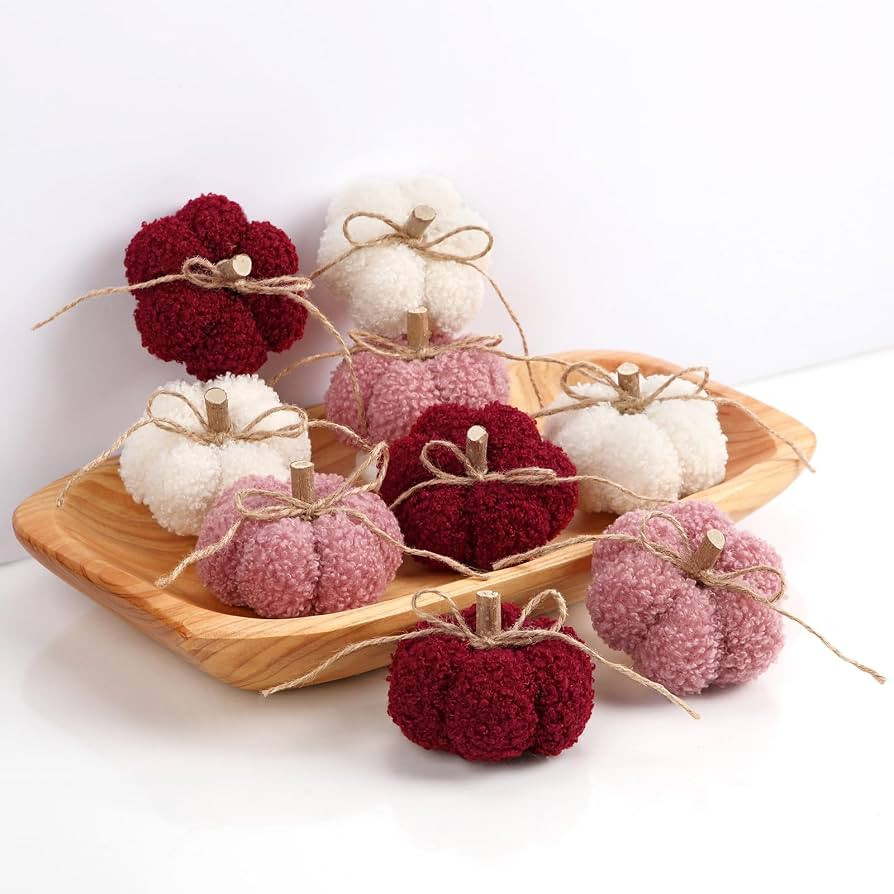 Fake Fall Pumpkin Decorations for Home, 9 Pcs Artificial Mini Fabric Pumpkins Autumn Decor, Fake ... | Amazon (US)