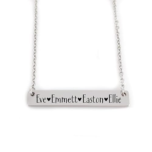 Emily Bar Necklace Kid Names Mom Necklace Personalized for Mom Mother's Day Jewelry Mother's Day ... | Amazon (US)