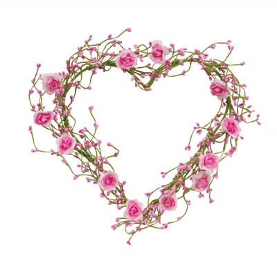 Pink Roses & Pip Berry Heart Wreath | Wayfair North America