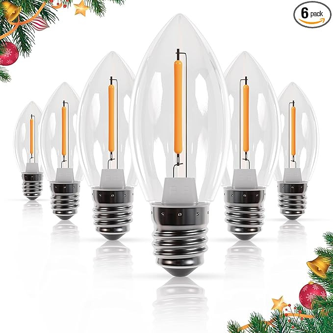 BlueStars 3W C7 LED Light Bulbs, E12 Candelabra Base 120V 15W Equivalent, 2700K Warm White, Non-D... | Amazon (US)