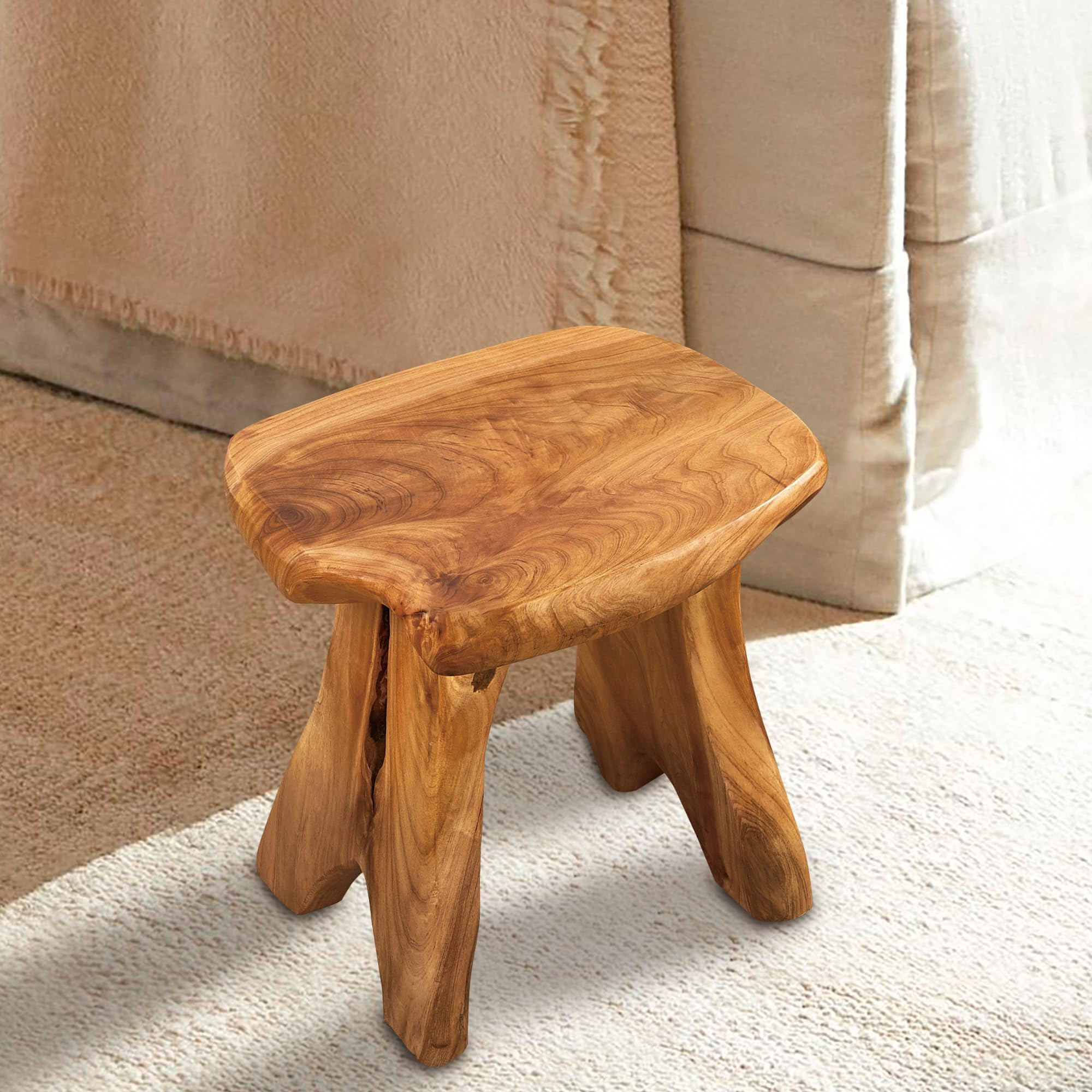 Natural Shape Stump Stool 12.5"x10"x12" Solid Wood Cedar Root End Table Rustic Plant Stand Live E... | Amazon (US)