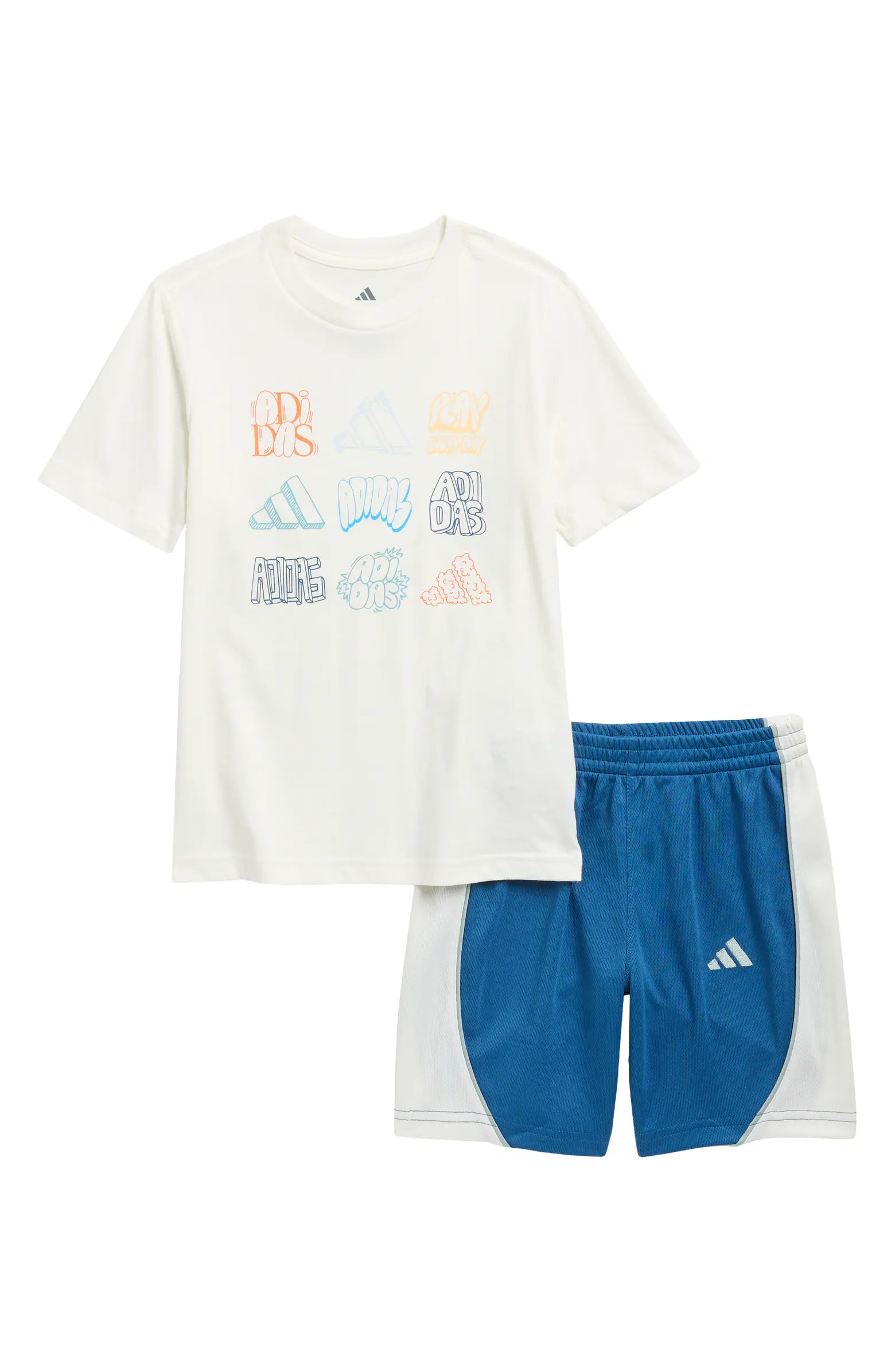 Kids' Cotton Graphic T-Shirt & Mesh Shorts Set | Nordstrom Rack