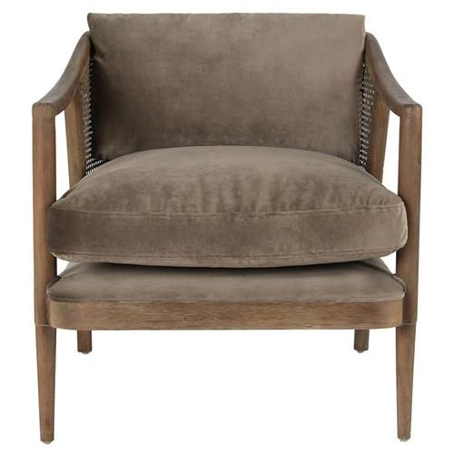 Stami Rustic Lodge Brown Wood Upholstered Cushion Accent Chair | Kathy Kuo Home
