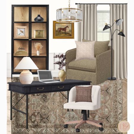 Office Curated Design 💼 desk, chair, lamp, light, cabinet, rug, computer 

#LTKhome #LTKstyletip #LTKworkwear