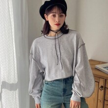 Womens Slouchy Sweatshirt With Exposed Seam Stitching | SHEIN