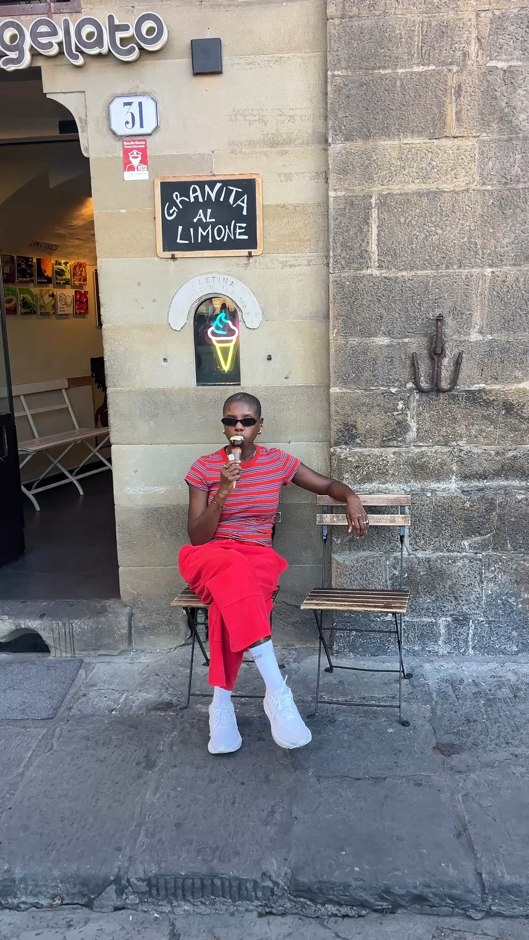 Travel outfit for Italy. A Fun way to wear red as we enter fall! Striped red T-shirt, light red corduroy pants, red balet flats and a khaki suede bag

#LTKgrwm #LTKootd