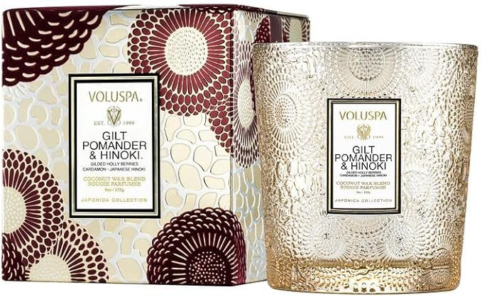 Voluspa Gilt Pomander and Hinoki, Classic Boxed 9 oz Candle, Coconut Wax Blend, Scented Candles f... | Amazon (US)