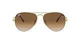 Ray-Ban RB3689 Aviator Metal II Sunglasses, Gold/Clear Gradient Brown, 55 mm | Amazon (US)