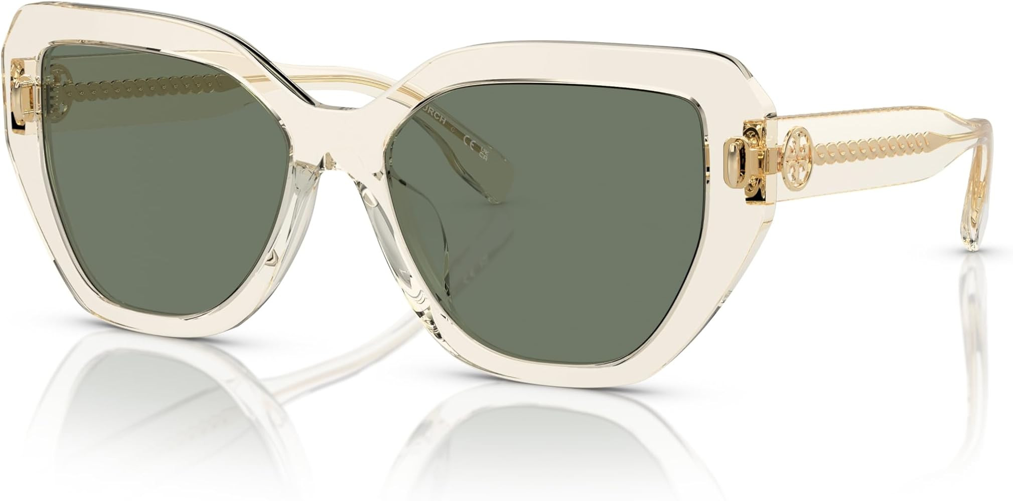 Tory Burch Sunglasses TY 7194 F 19523H Transparent Pinot Dark Green | Amazon (US)