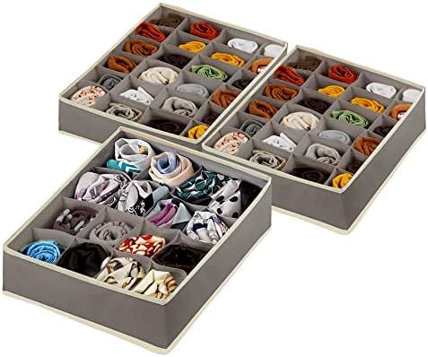 Secret Space Sock and Underwear Organizer 3 Pack, Large Capacity 64 Cell Sock Drawer Organizer Di... | Amazon (US)