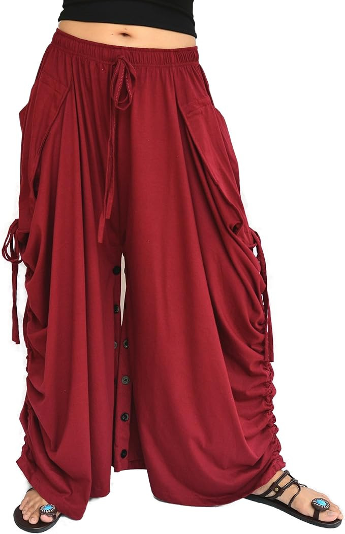 Sakoonee Women's Harem Pants Palazzo Dhoti Lounge Trousers, Convertible to a Skirt 2 Pockets Cott... | Amazon (US)