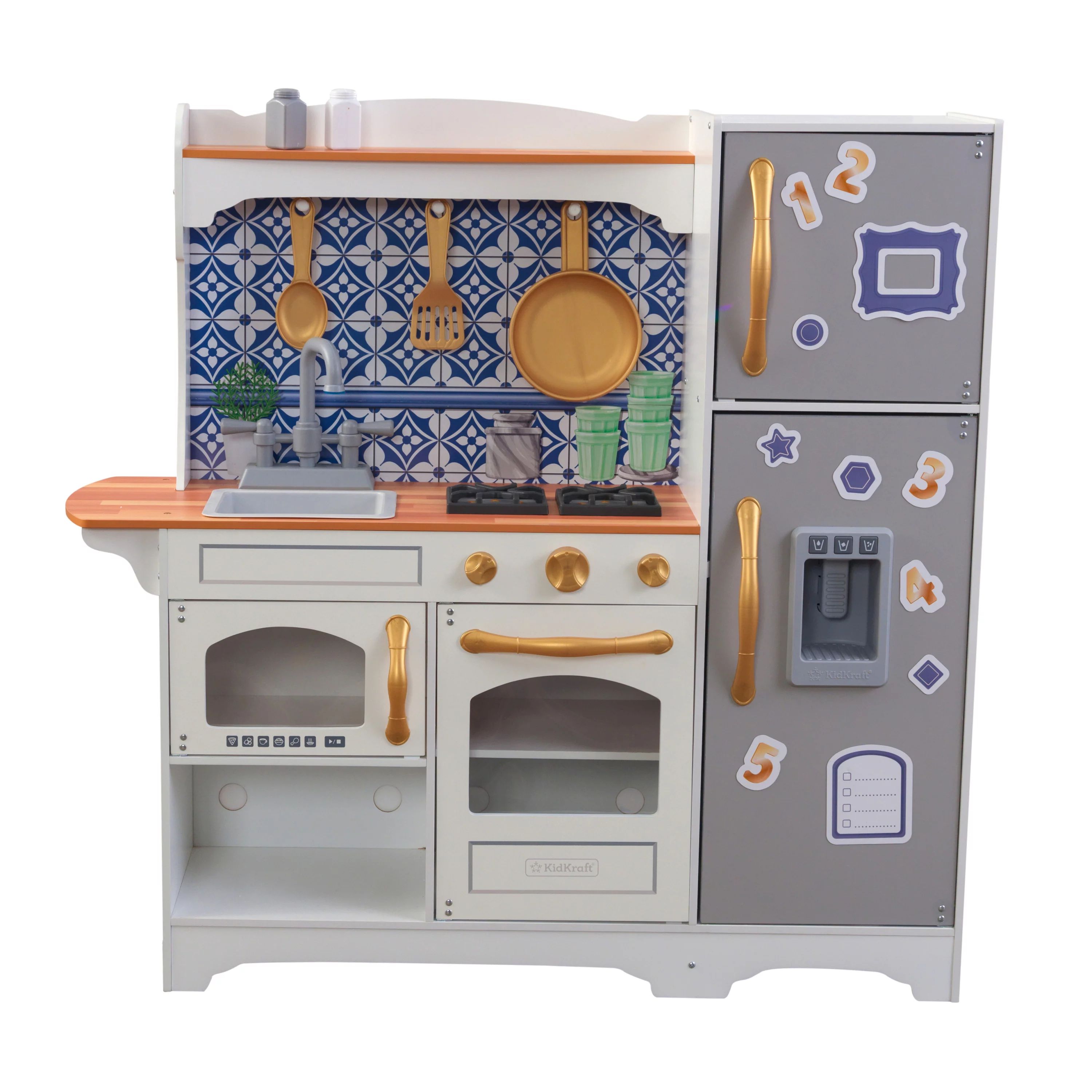 KidKraft Mosaic Magnetic Play Kitchen with Sink, Ice Maker & 9-Piece Accessory Play Set - Walmart... | Walmart (US)