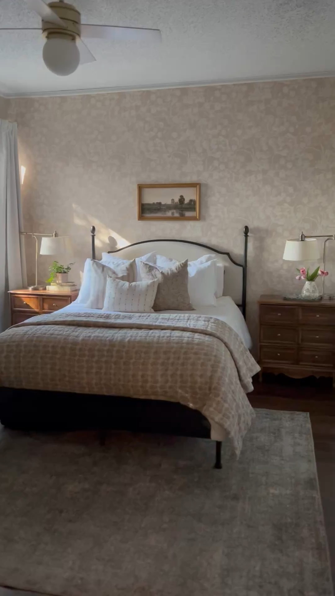 Spring bedroom, peel and stick wallpaper, cottage core bedroom, neutral floral bedroom decor, mixing patterns.

#LTKSeasonal #LTKHome