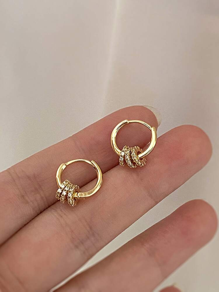 Rhinestone Decor Round Design Stud Earrings | SHEIN