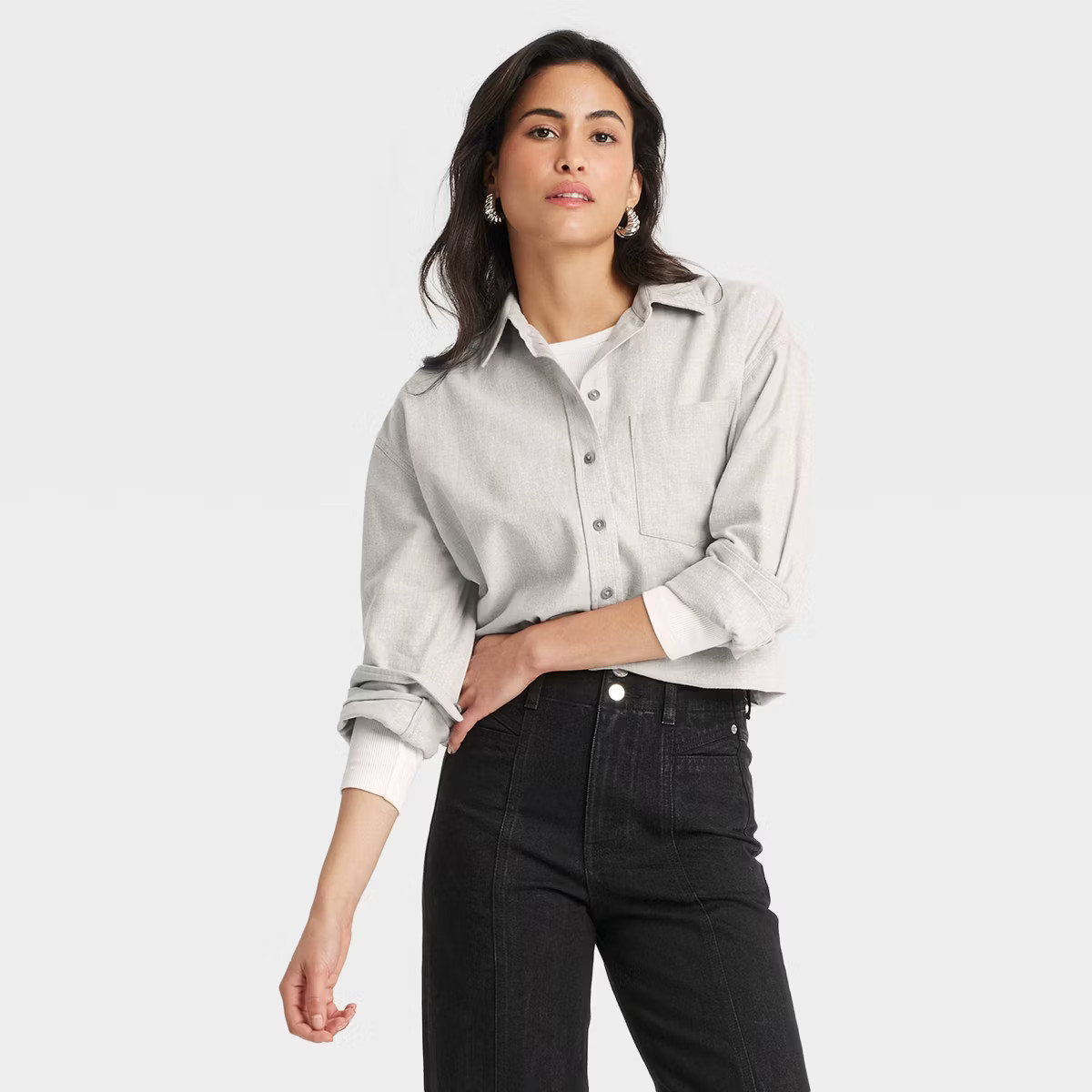 Women's Oversized Flannel Long Sleeve Collared Button-Down Shirt - Universal Thread™ | Target
