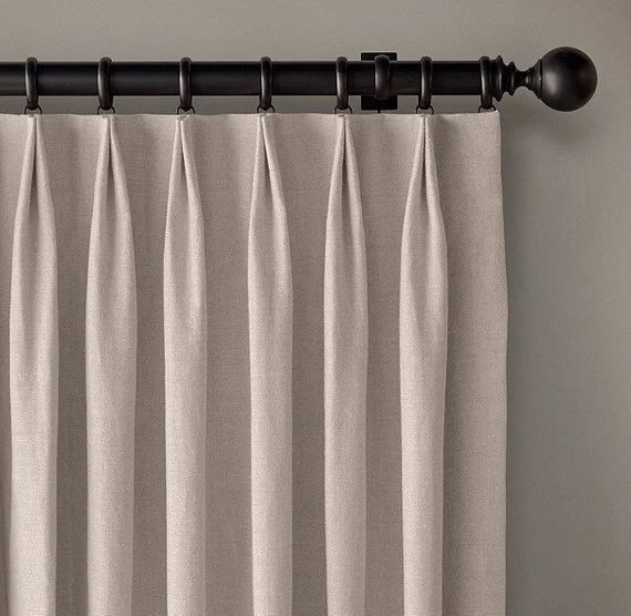 Pinch Pleat Drapery taupe  linen mix  pleated Lined Curtain | Etsy | Etsy (US)