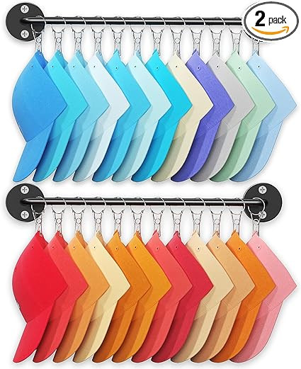 2 Pack Metal Organizer for Baseball Caps with 12 Large Clips, Wall-mounted Hat Rack Holds up to 2... | Amazon (US)